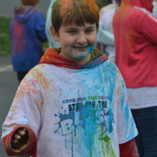 Student at color run event
